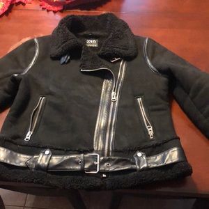 Zara winter faux suede with leather trim